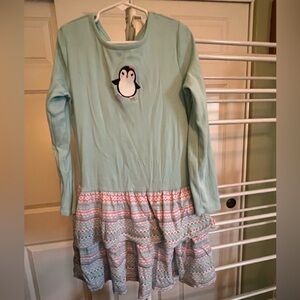 Mint Green Long Sleeve Dress, Shirt and Leggings with Penguin Design